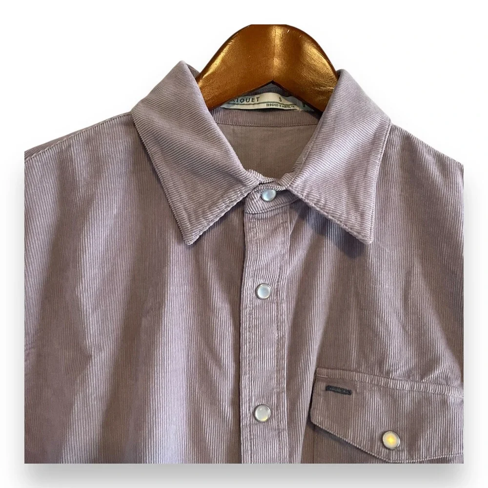 Criquet Men's‎ Corduroy Western Pearl Snap Button Down Shirt Lavender Small NWT